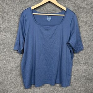 L.L.‎ Bean Sz 2X Top Blue Supima Cotton Casual Basic Layering Minimalist Comfort